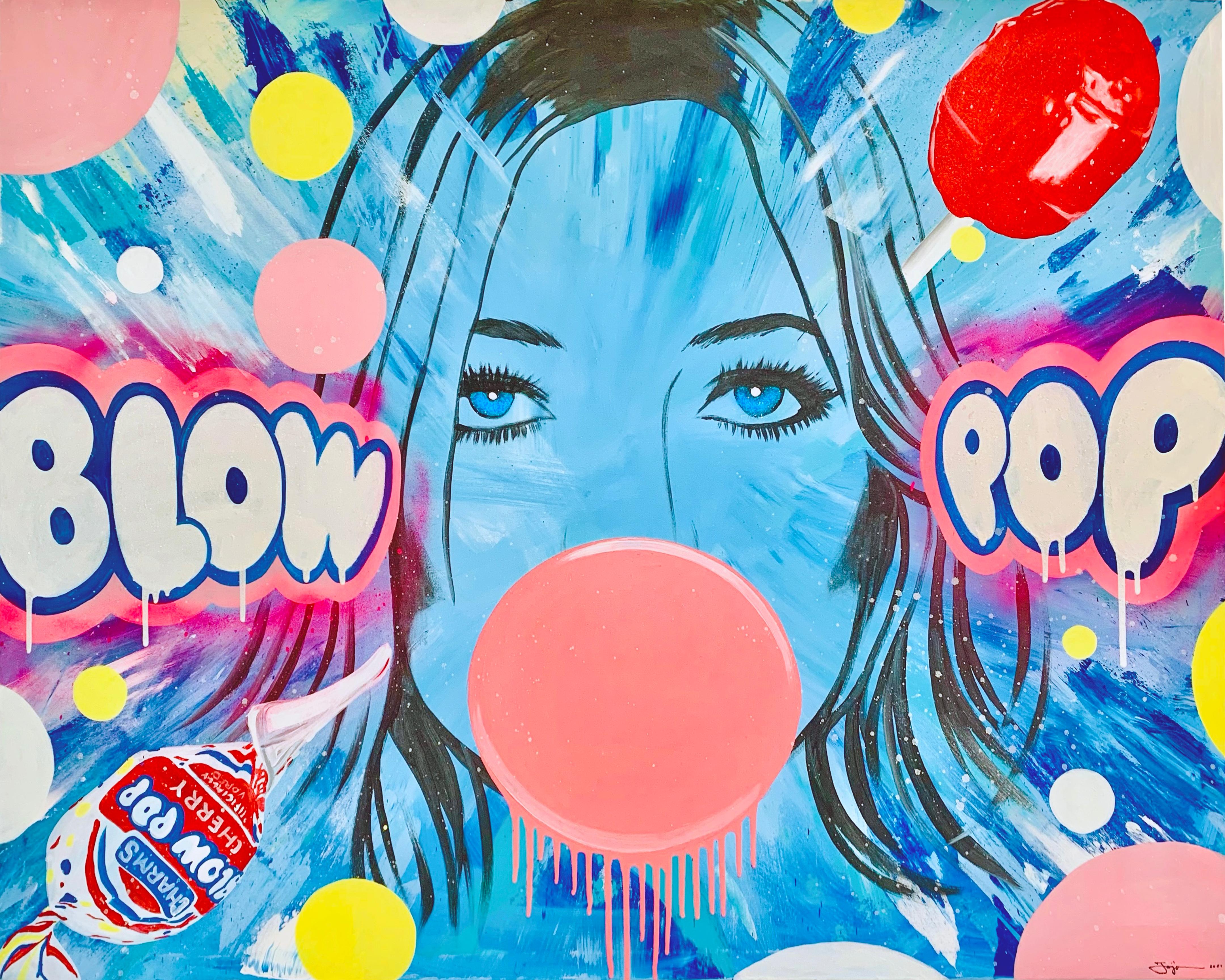 Jojo Anavim Portrait Painting - Blowpop (Spin Painting)
