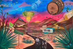 "Casamigos" Tequila Inspired Pop Art Mixed Media Collage on Canvas Painting