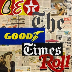 "Let the Good Times Rolle", pittura Pop Art a tecnica mista su tela con collage