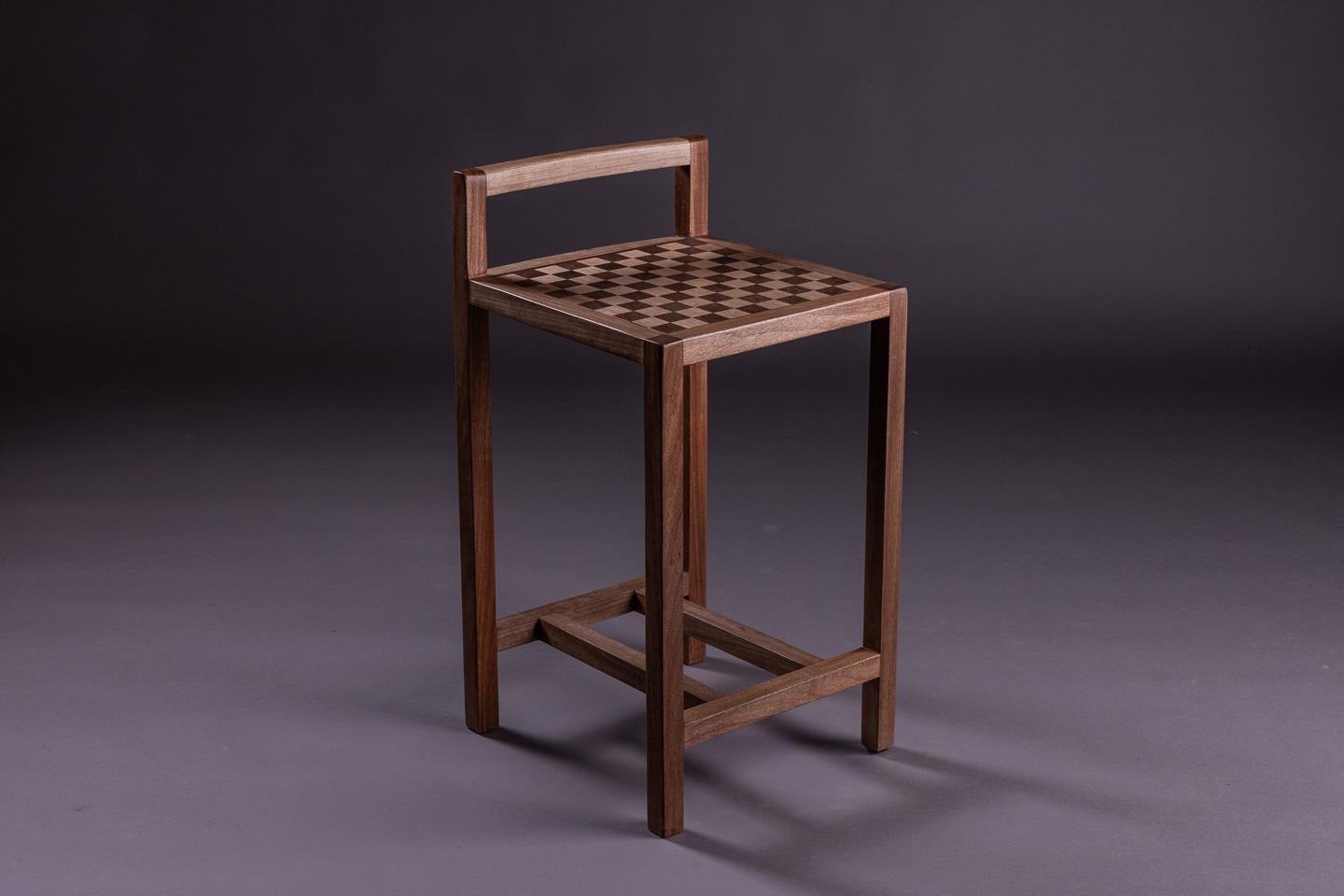 The Jojo stool. Brazilian Solid Wood and Marquetry Design by Amilcar Oliveira For Sale 2