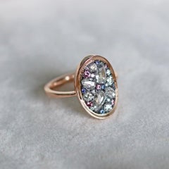 Joke Quick 1.17 Ct. White Diamond Pink Spinel Unheated Sapphire Mosaic Set Ring