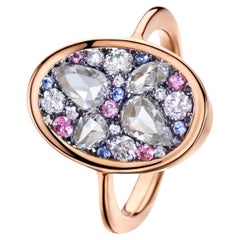 Joke Quick 1.17 Ct. White Diamond Pink Spinel Unheated Sapphire Mosaic Set Ring