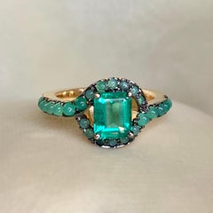 Joke Quick Bague d'entourage en or rose 18 carats avec émeraude 1,44 carat