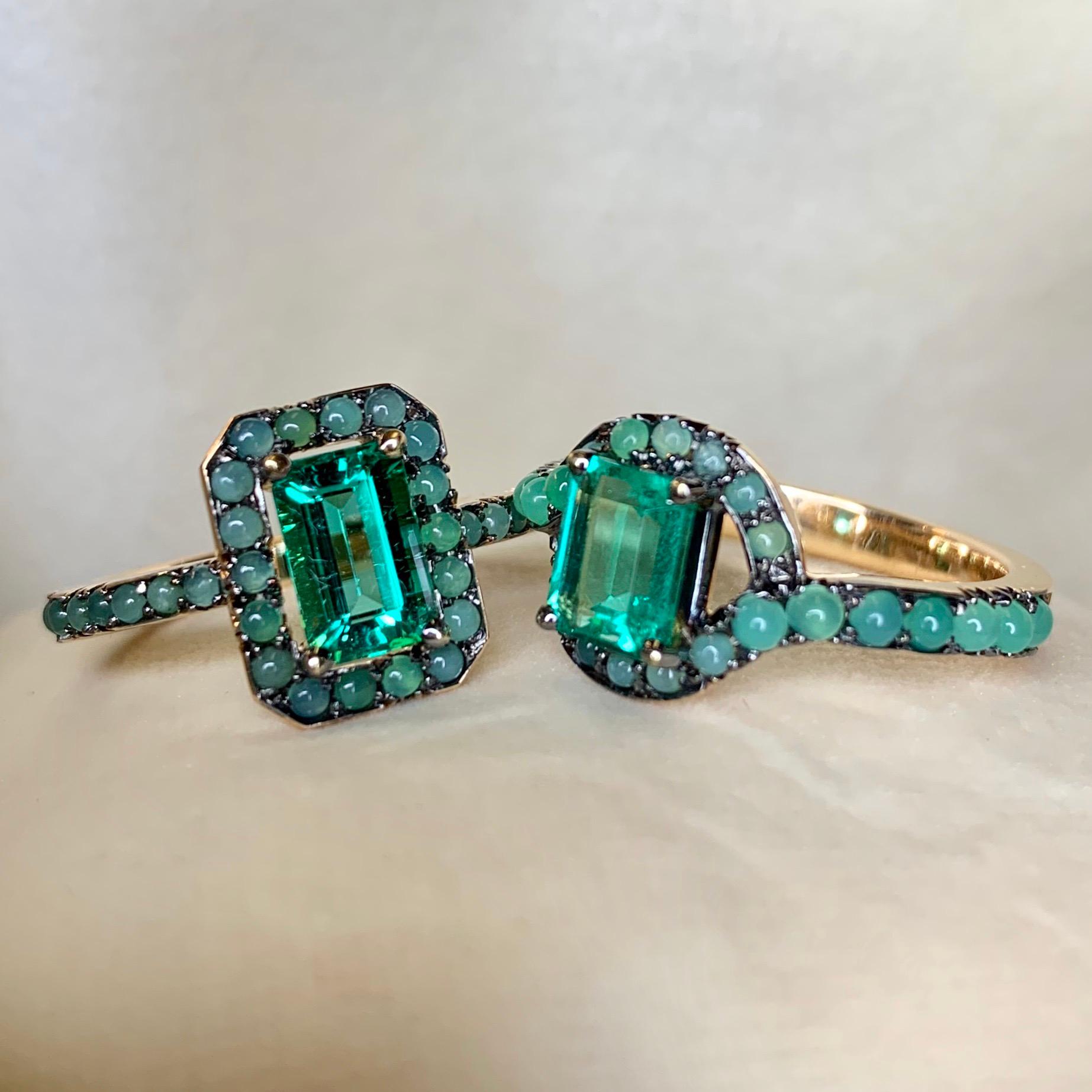 Joke Quick 18K Rose Gold 1, 5 Carat Emerald Entourage Ring 5