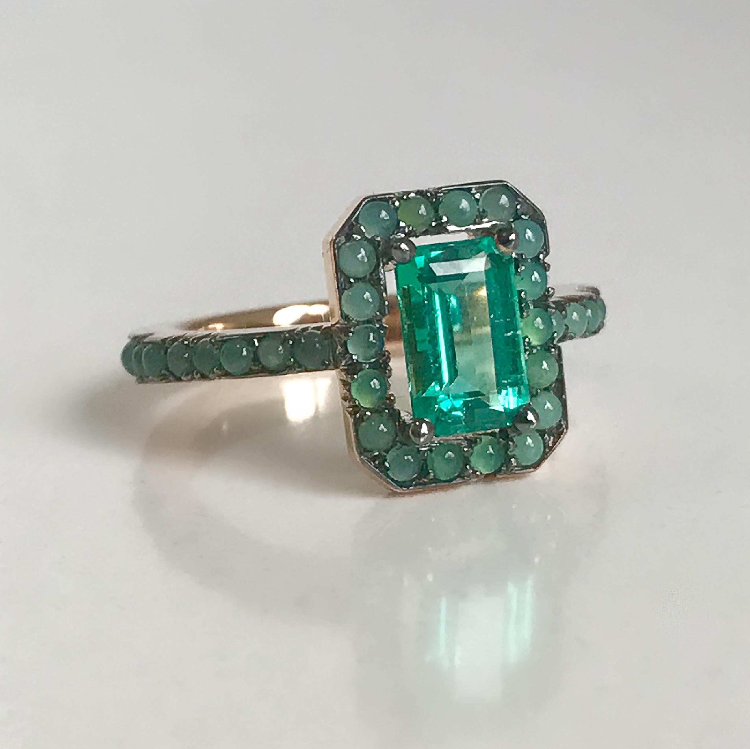 Joke Quick 18K Rose Gold 1, 5 Carat Emerald Entourage Ring 1