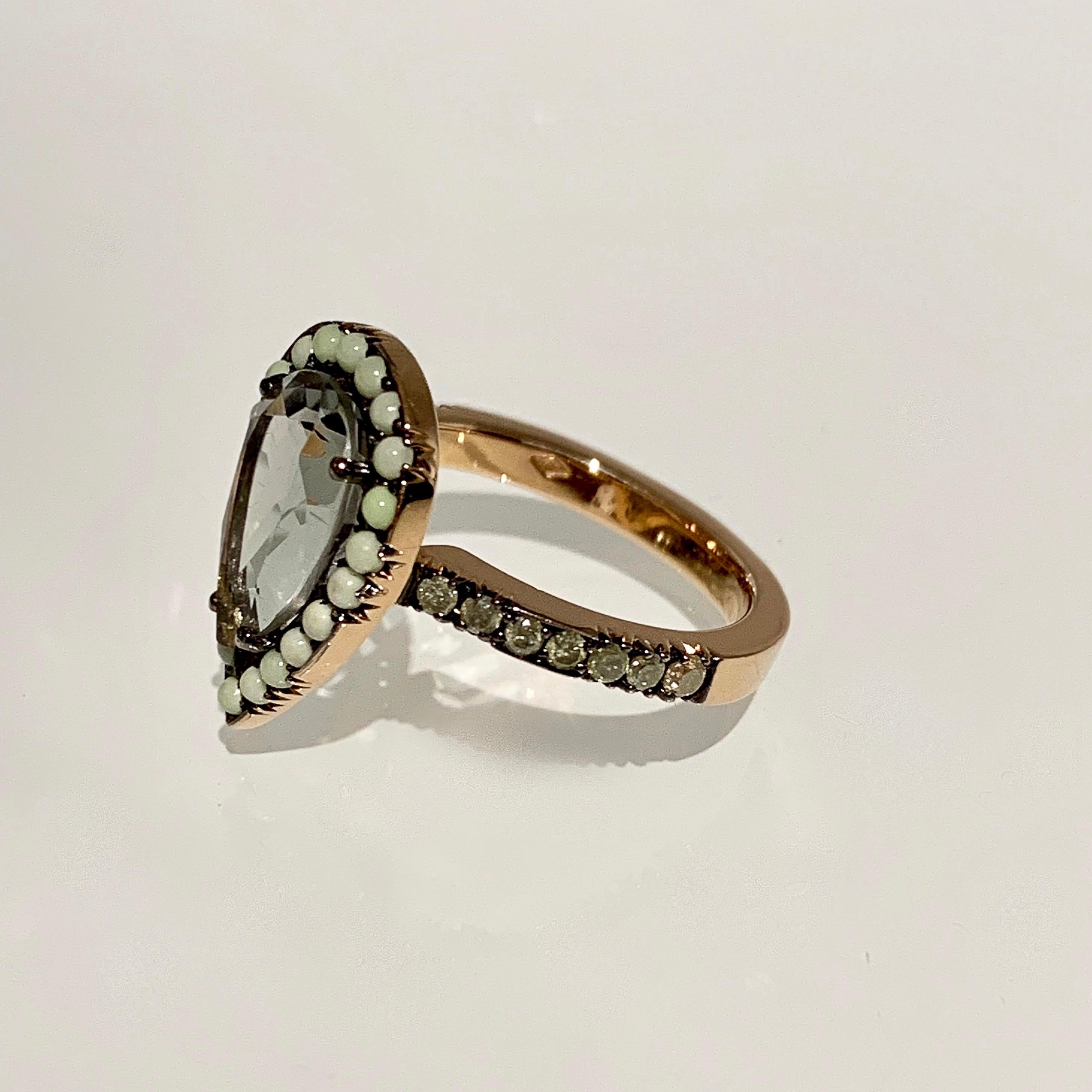 Joke Quick 18K Rose Gold Prasiolite, Lemon Chrysophrase & Diamond Entourage ring 1