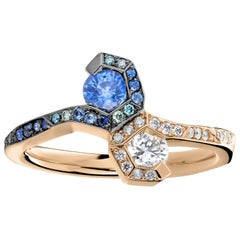 Joke Quick Toi et Moi Ring aus 18 Karat Roségold mit Saphir und Diamant
