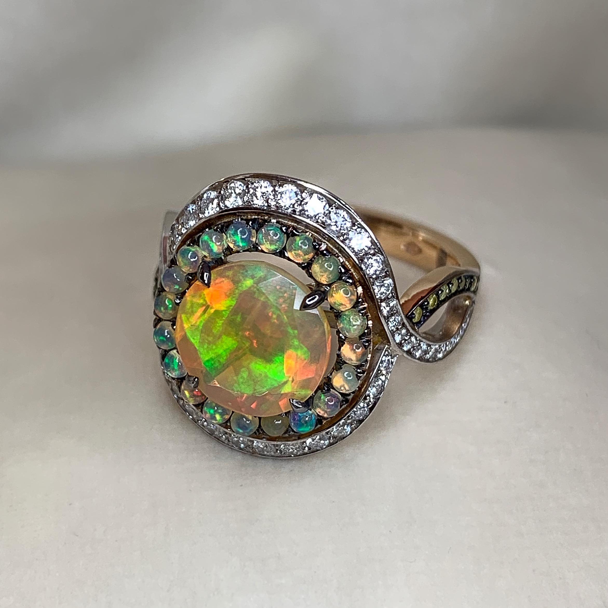 Joke Quick 18K Rose & White Gold Opal & Diamond Coctail ring 4