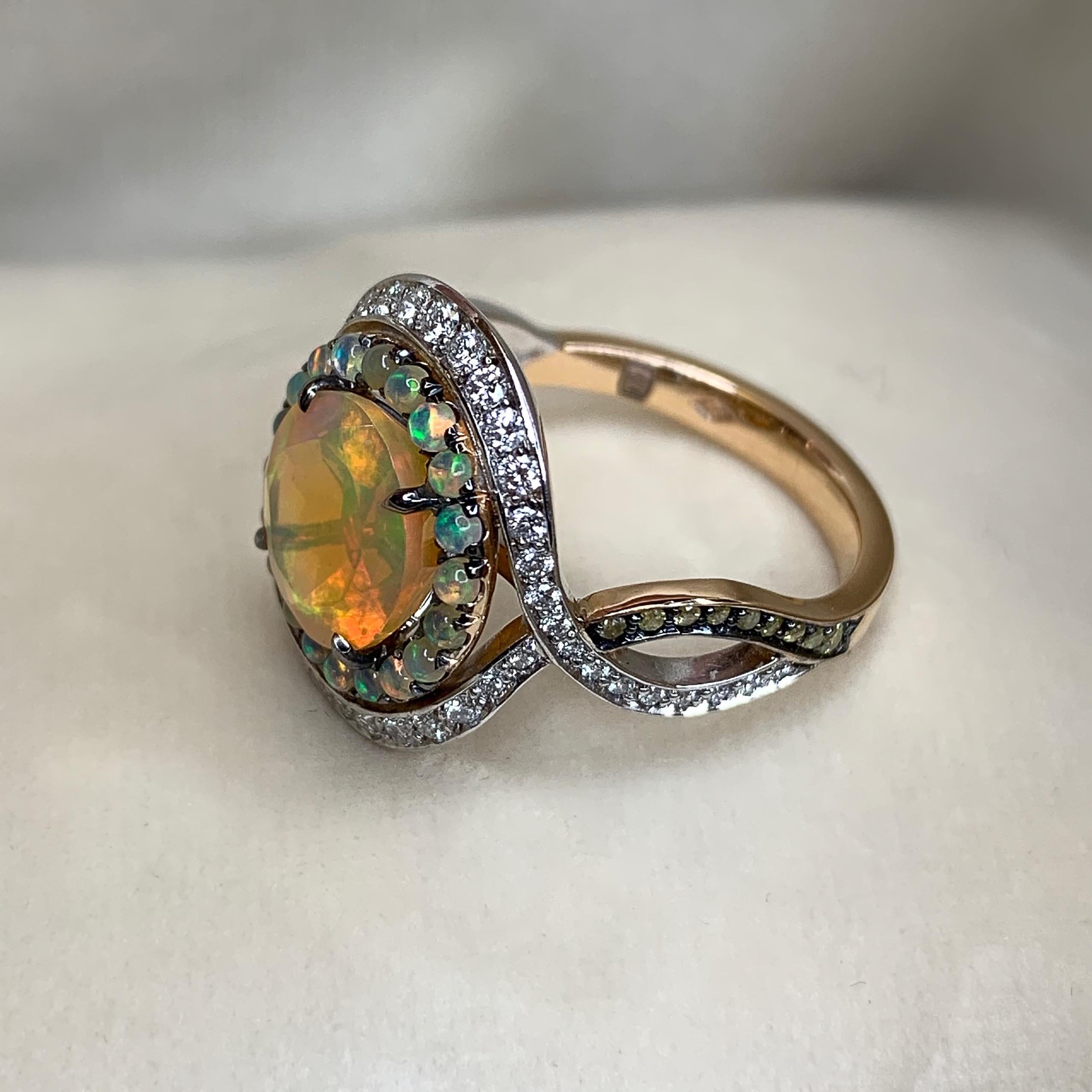 Joke Quick 18K Rose & White Gold Opal & Diamond Coctail ring 8