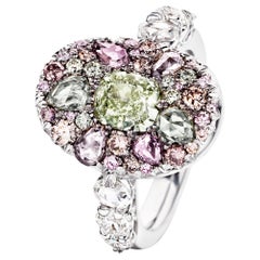 Joke Quick 18K White Gold 3, 43 Ct. Fancy Pink 
Green Diamond Pave Cocktail Ring
