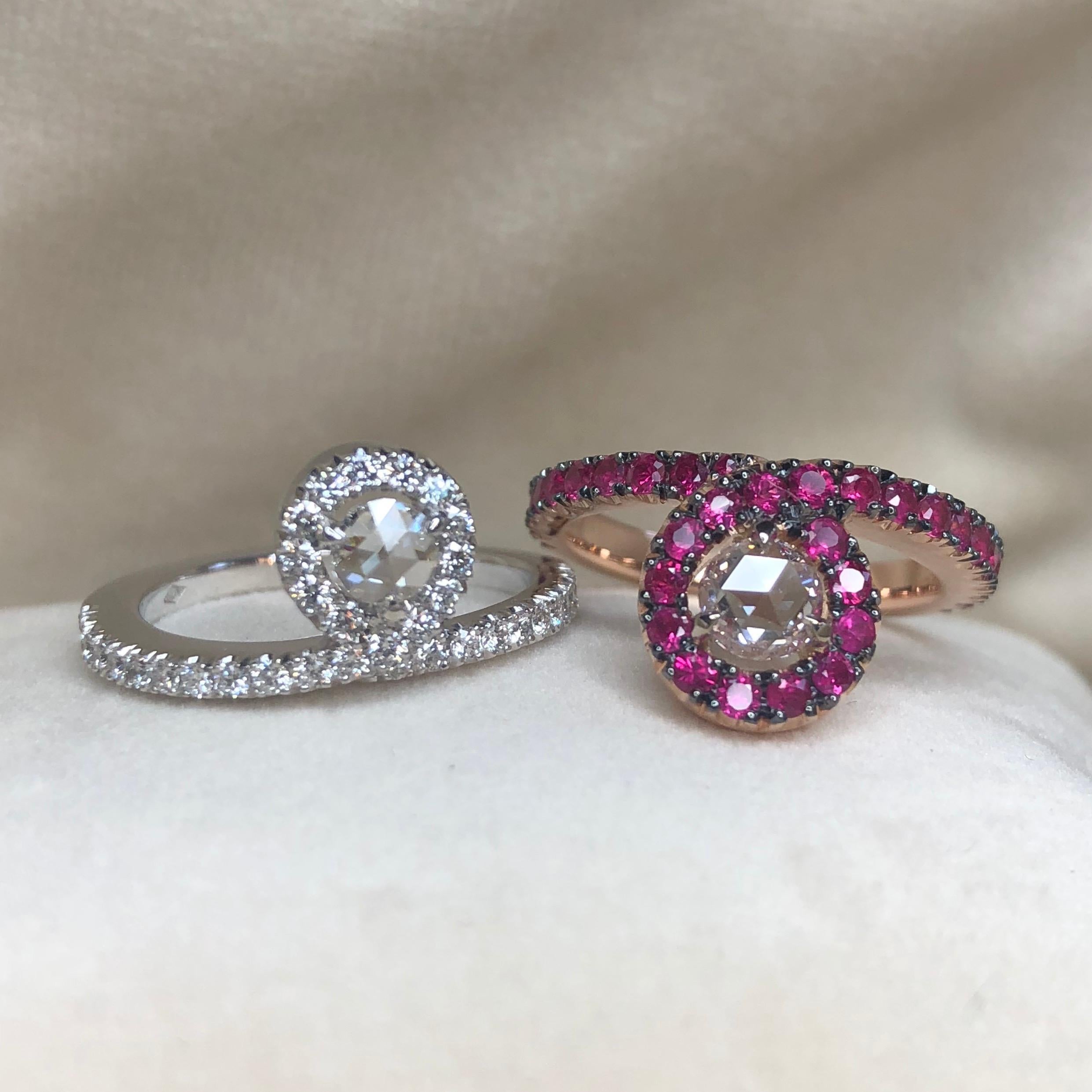 Joke Quick 18K White Gold Brilliant- and Rose-cut Diamond Engagement ring 1