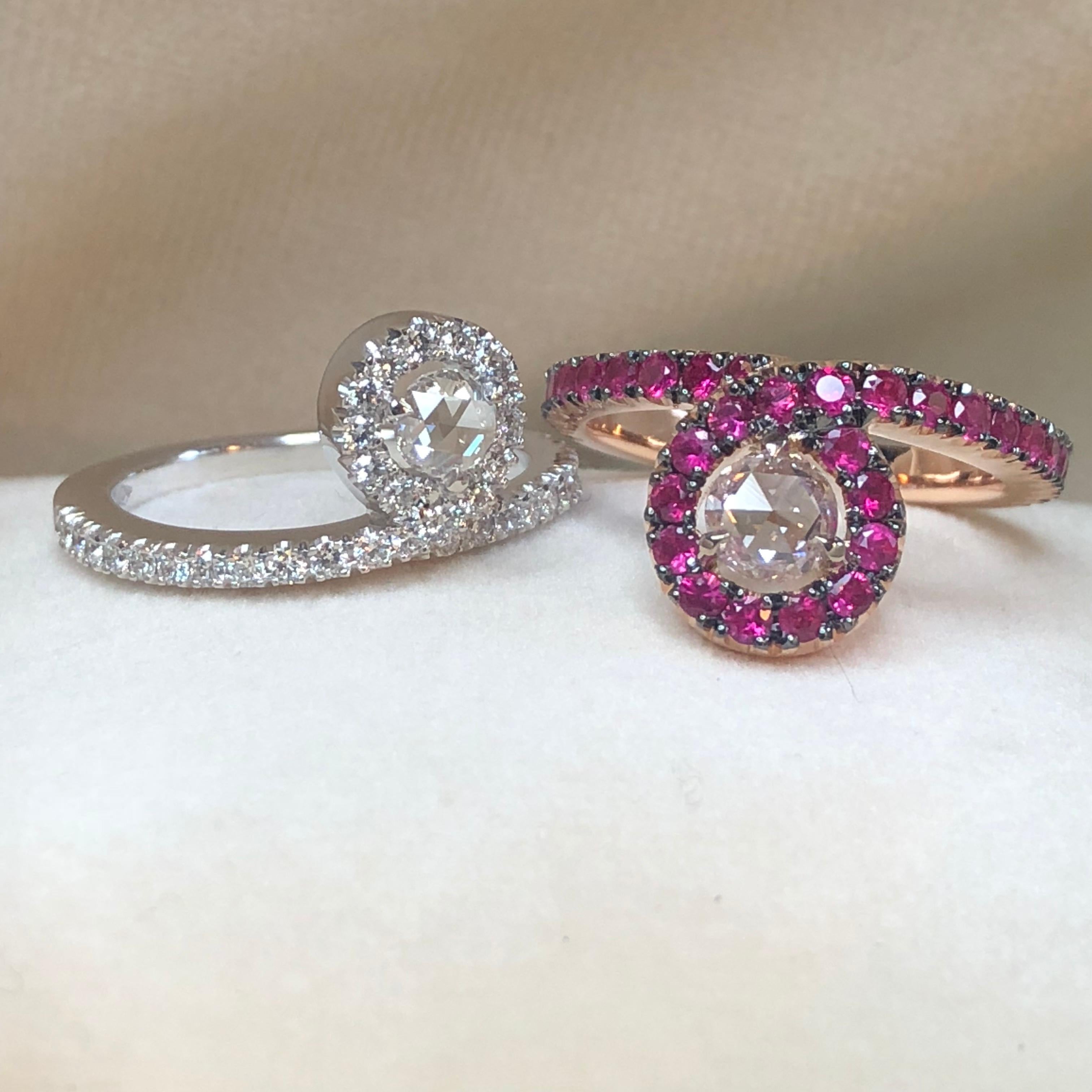 Joke Quick 18K White Gold Brilliant- and Rose-cut Diamond Engagement ring 2