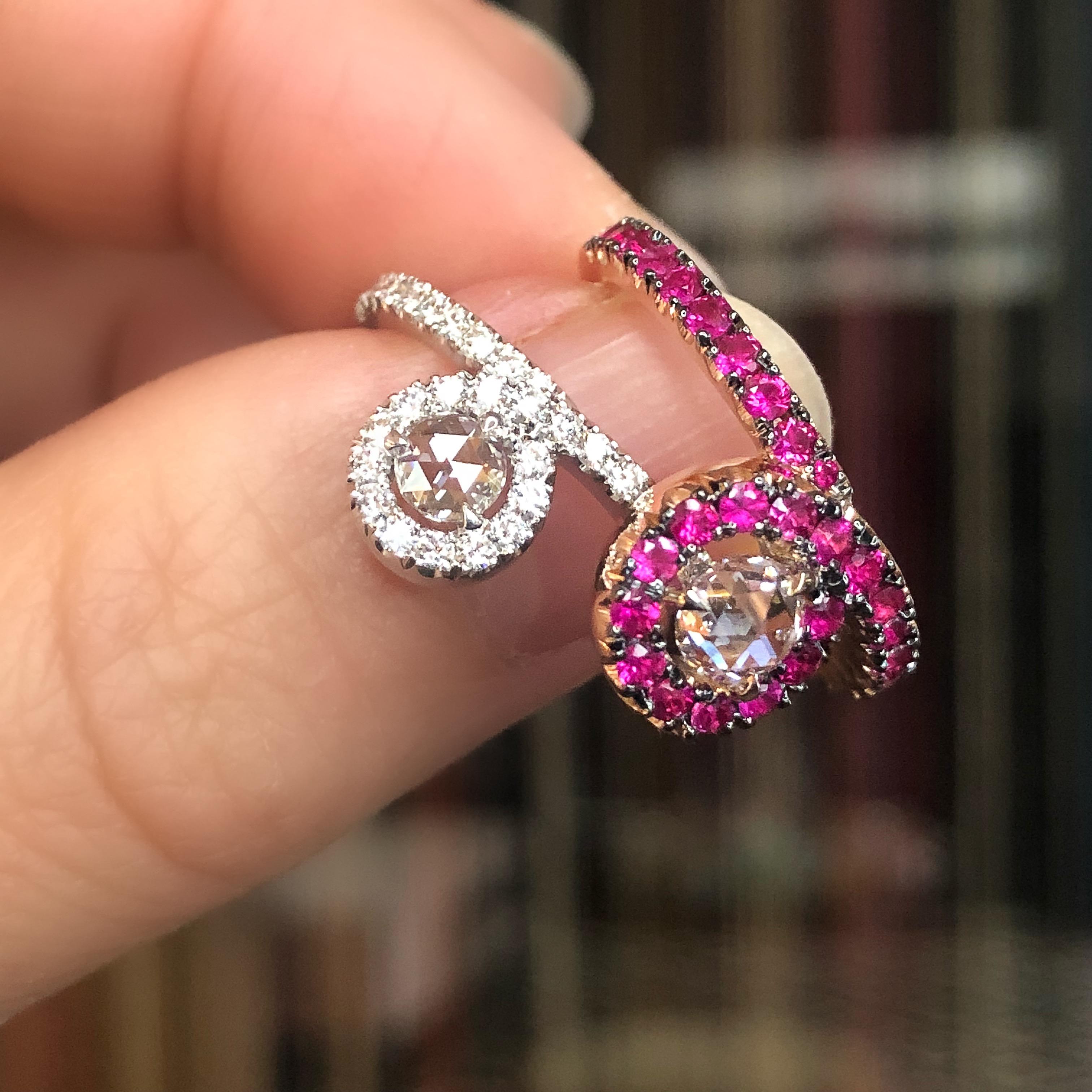 Rose Cut Joke Quick 18K White Gold Brilliant- and Rose-cut Diamond Engagement ring