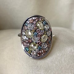 Joke Quick 2, 6 Carat Pink, Yellow, Blue, White Diamond Pave Cocktail Ring