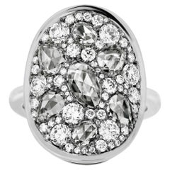 Joke Quick 3 Carat White Brilliant- and Rose-Cut Diamond White Gold Pave Ring