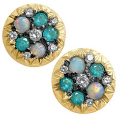 Joke Quick Australian Opal Paraiba Tourmaline Diamond Starstruck Stud Earrings