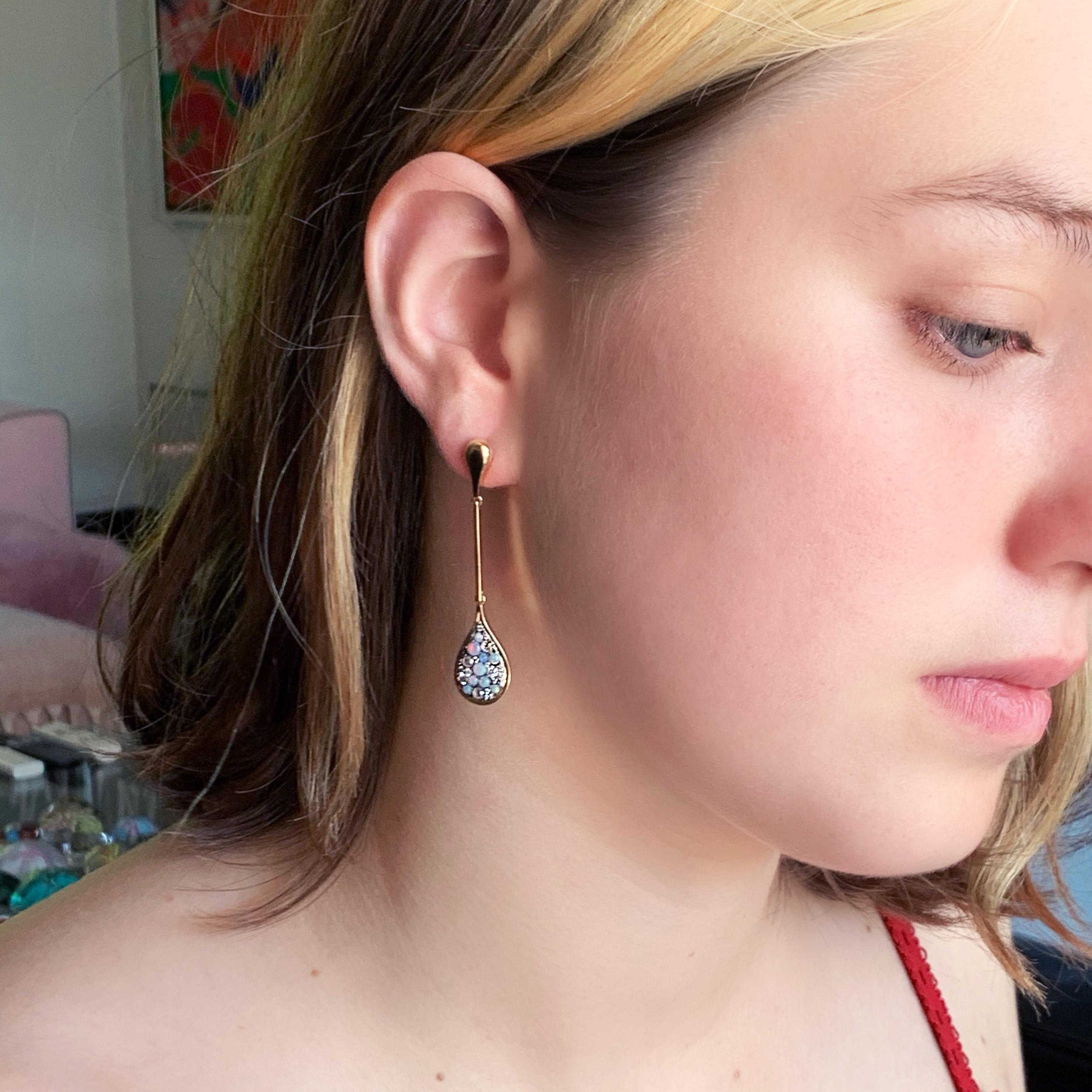Joke Quick Australian Opal, Rose-Cut Diamond and White Diamond Pave Earrings 10