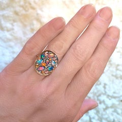Joke Quick Black Opal Padparadscha Sapphire Fancy Pink and White Diamond Ring