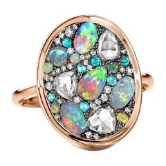 Joke Quick Black Opal Paraiba Tourmaline Ethiopian Opal Diamond Starstruck Ring