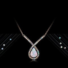 Joke Quick Pendentif Opale Noir et Or Rose avec Neclace