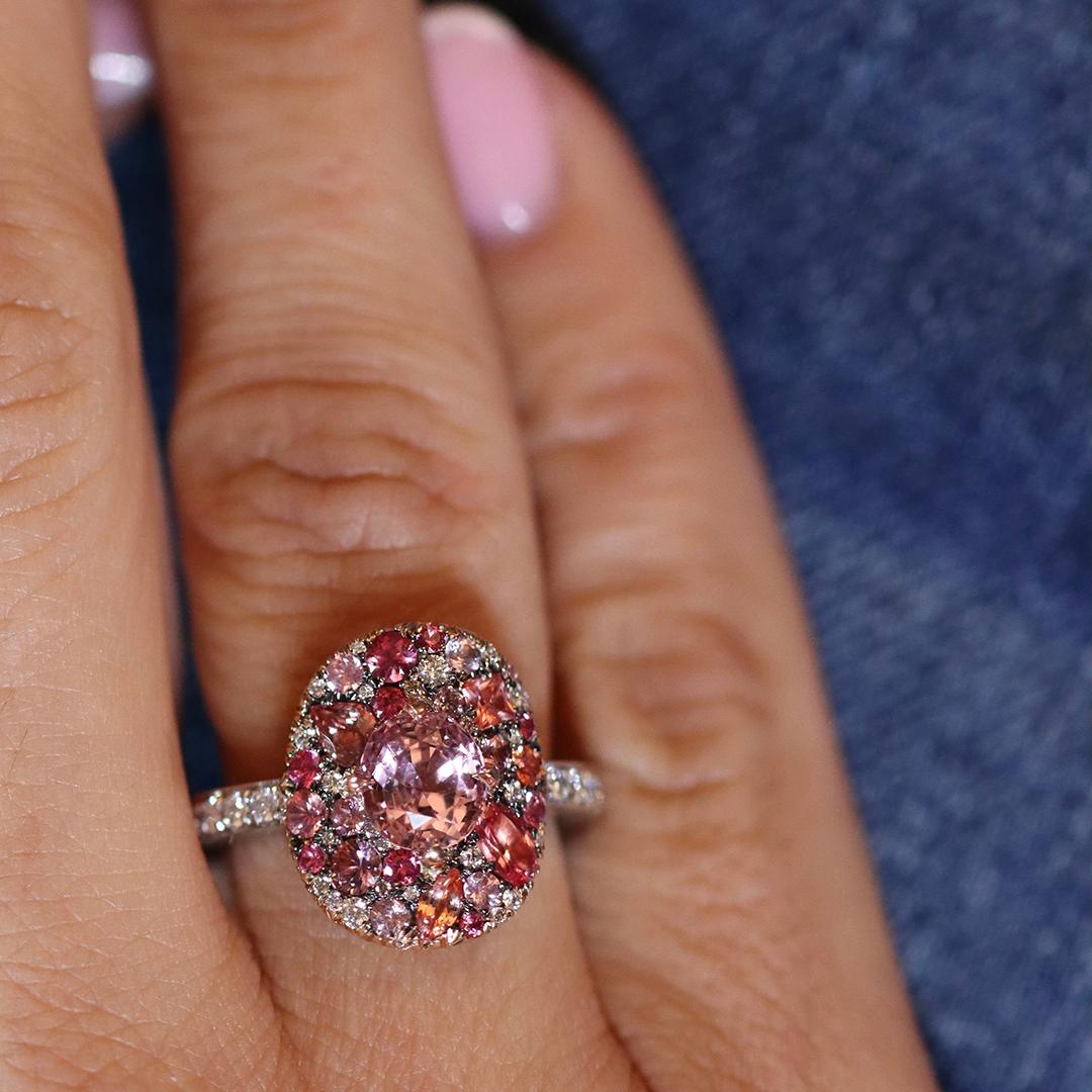 Joke Quick Spinello birmano Padparadscha  Anello con zaffiro Pink Diamond in vendita 6