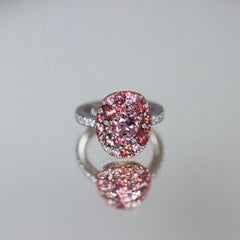 Joke Quick Burmese Spinel Padparadscha  Sapphire Pink Diamond Ring