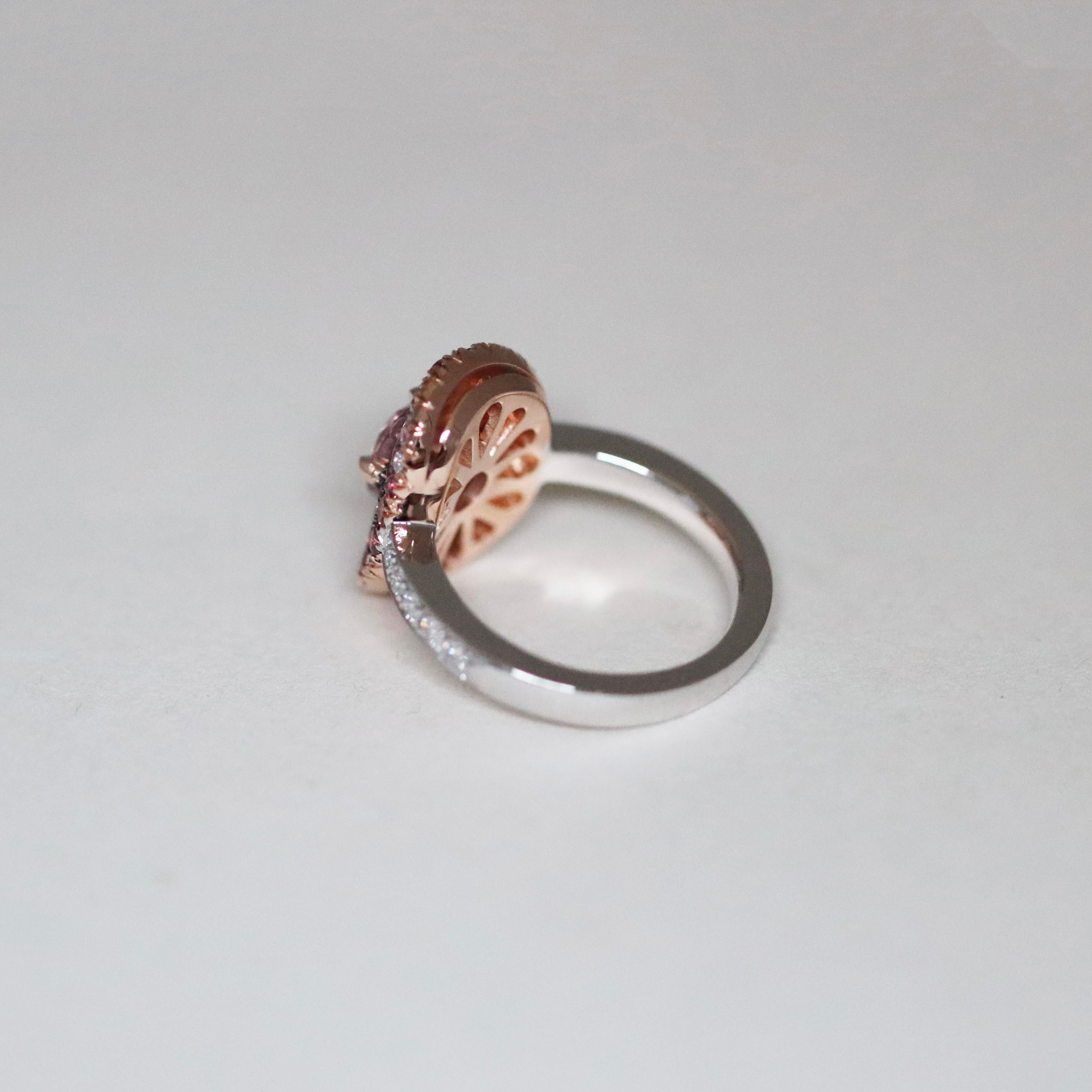 Joke Quick Spinello birmano Padparadscha  Anello con zaffiro Pink Diamond In condizioni Nuovo in vendita a Antwerp, BE