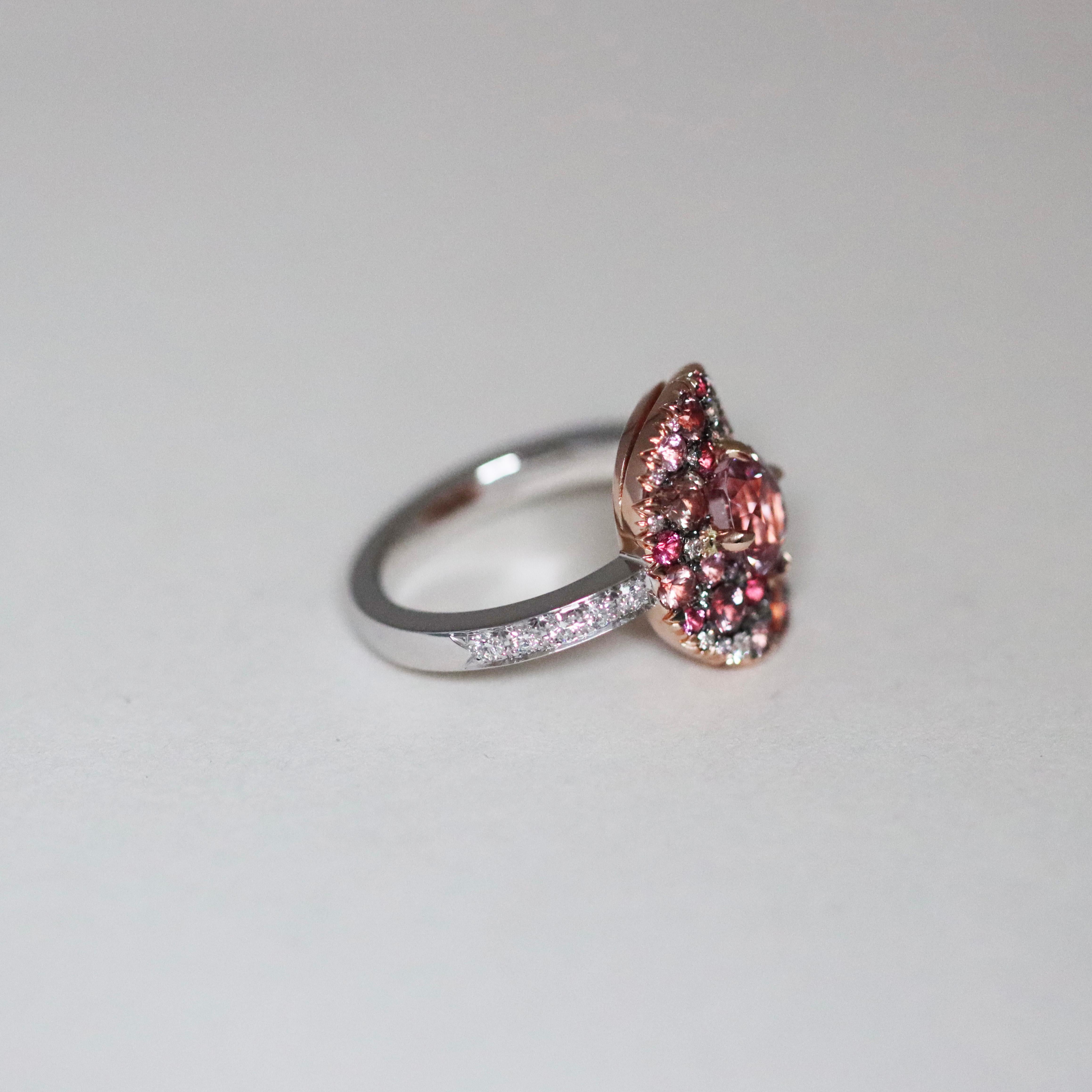 Joke Quick Spinello birmano Padparadscha  Anello con zaffiro Pink Diamond in vendita 1