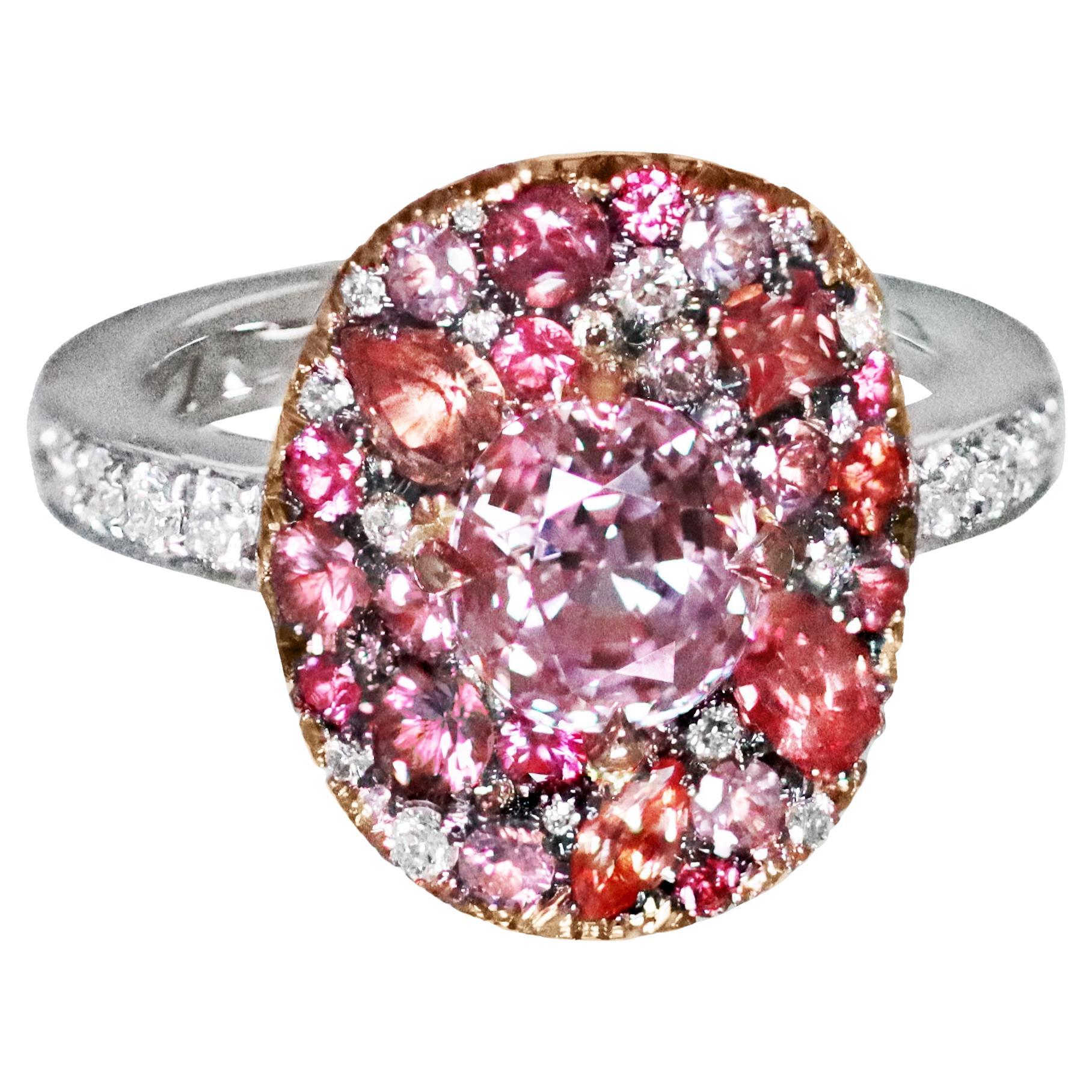 Joke Quick Birmanischer Spinell Padparadscha  Saphir Pink Diamond Ring