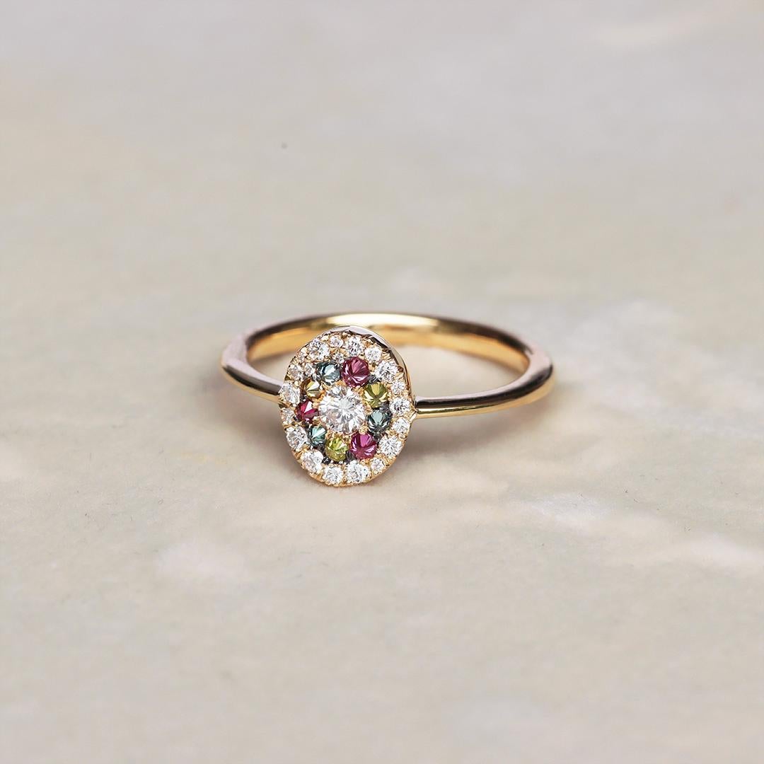 Joke Quick Double Halo White blue Pink Yellow Diamond Engagement Ring For Sale 4