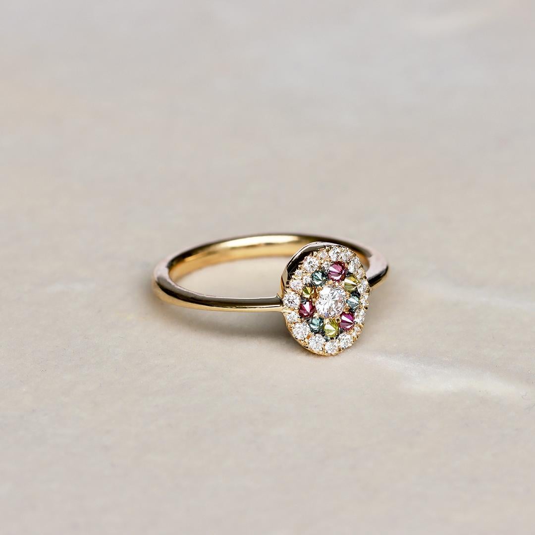 Joke Quick Double Halo White blue Pink Yellow Diamond Engagement Ring For Sale 4