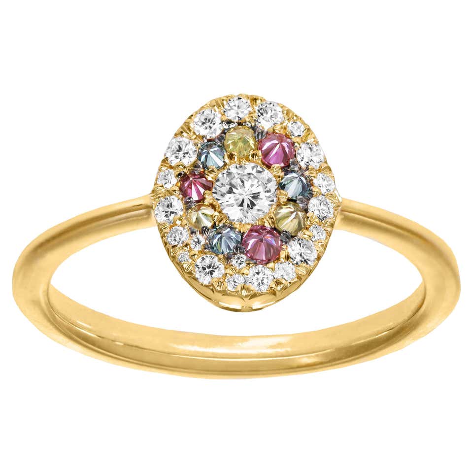 White Yellow Pink Diamond Blue Sapphire Pink Spinel Starstruck Ring ...