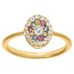 Used Joke Quick Double Halo White blue Pink Yellow Diamond Engagement Ring