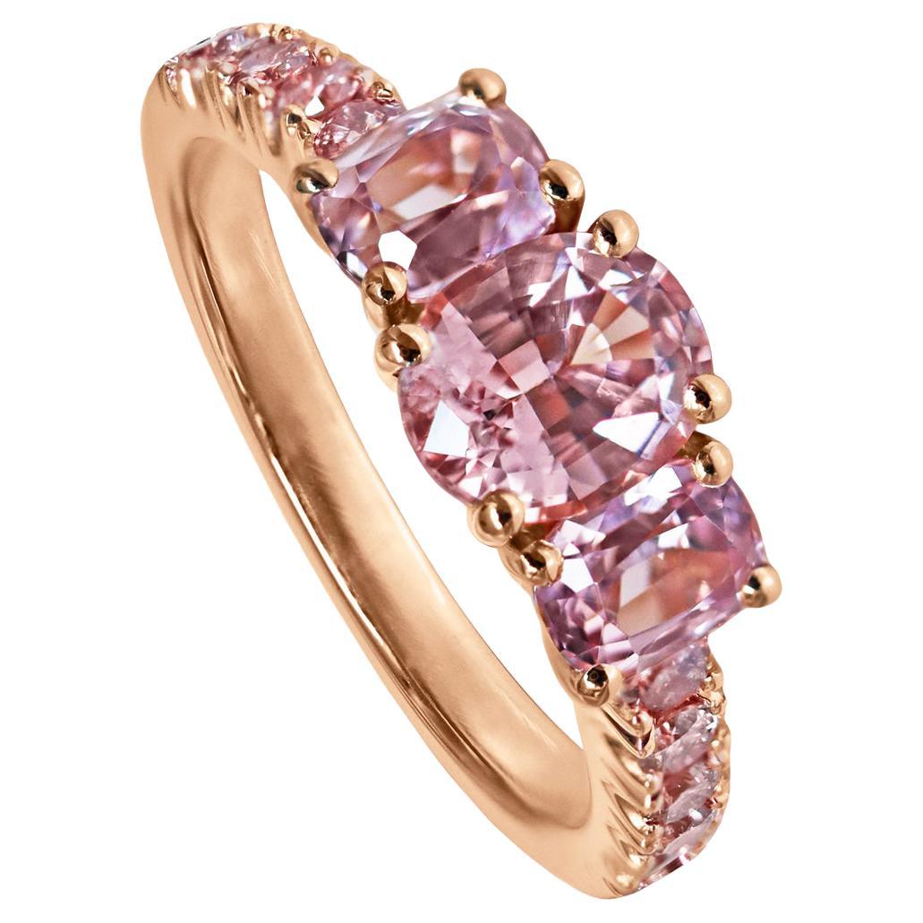 Joke Quick Dusty Rose Pink Burmese Spinel Fancy Pink Diamond Trilogy Ring