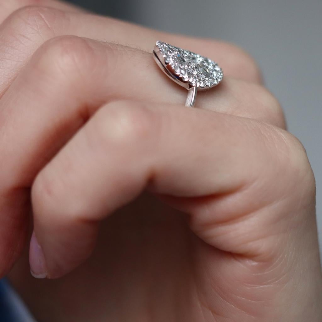 Joke Quick GHVS Rose-Cut DEGVVS Brilliant-Cut Diamond Mosaic Pave Ring 3