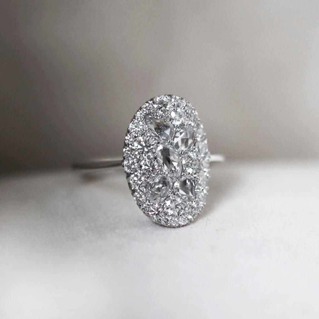 Joke Quick GHVS Rosgold Diamant-Mosaik-Pav-Ring mit Brillantschliff DEGVVS (Rosenschliff)