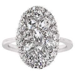 Joke Quick GHVS Rose-Cut DEGVVS Brilliant-Cut Diamond Mosaic Pave Ring