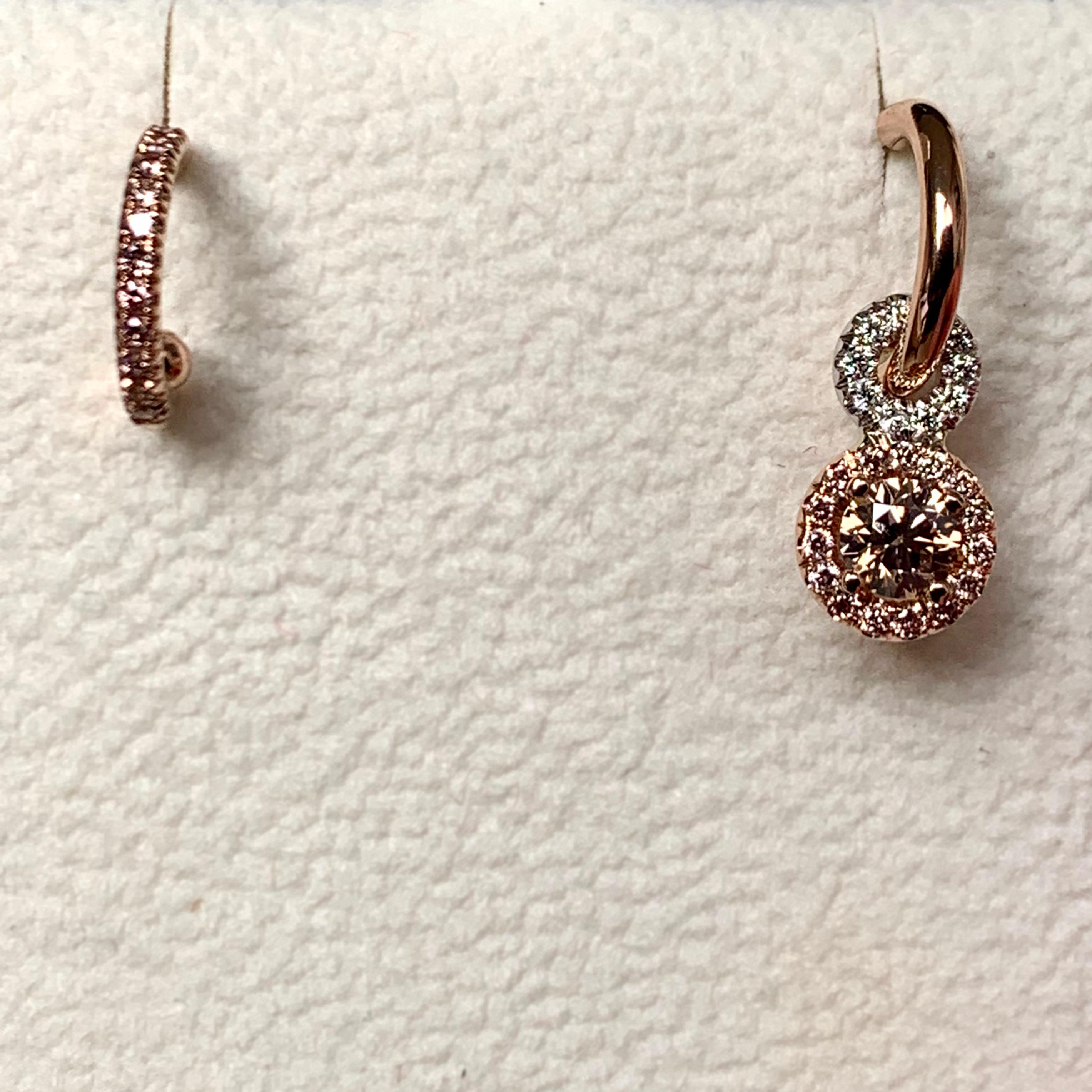 Joke Quick Handmade Mismatched Brown Pink White Diamond Earrings 2