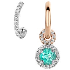 Joke Quick Handmade Mismatched Paraiba Tourmaline White Diamond Earrings