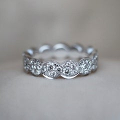 18K White Gold Mosaic Diamond Eternity Stacking Ring, 0.78 ct