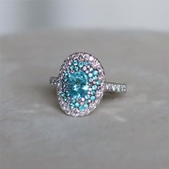 Joke Quick Neon Paraiba Tourmaline Diamond Unheated Blue Sapphire Ring