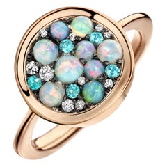 Joke Quick Paraiba Tourmaline Australian Opal White Diamond Starstruck Ring
