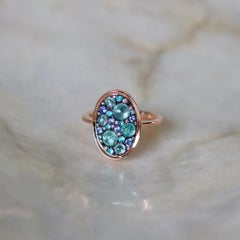 Joke Quick Paraiba Tourmaline Sapphire Diamond Pave Mosaic Ring