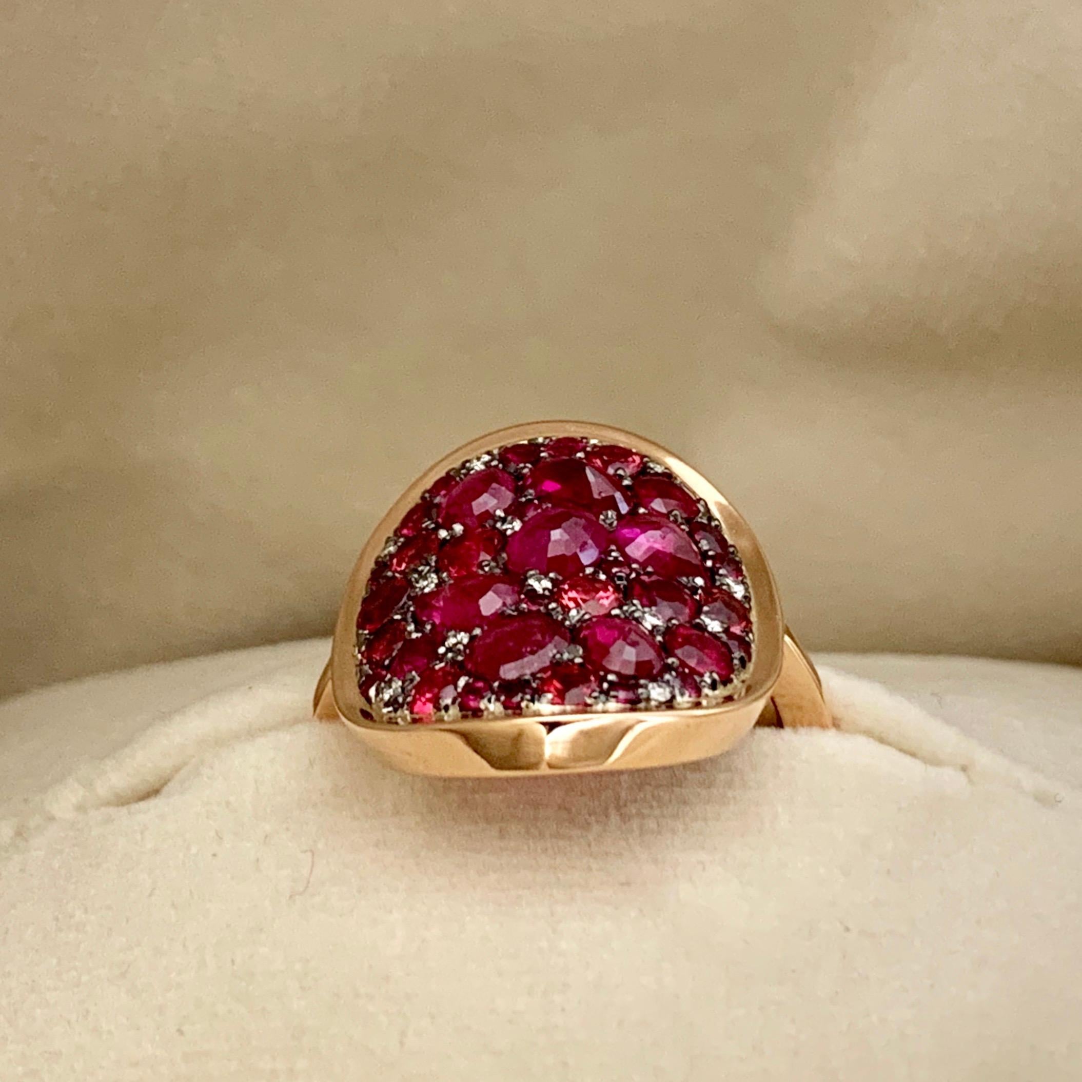 Pigeon's Blood Red Ruby, Red Spinel and Diamond Pave Ring 1