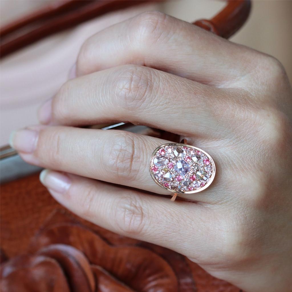 Joke Quick Pink Diamond Unheated Pink Sapphire Intense Pink Spinel Mosaic Ring 5