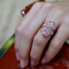 Joke Quick Pink Diamond Unheated Pink Sapphire Intense Pink Spinel Mosaic Ring