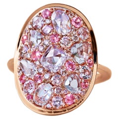 Joke Quick Pink Diamond Unheated Pink Sapphire Intense Pink Spinel Mosaic Ring