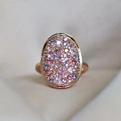 Joke Quick Pink Diamond Unheated Sapphire Pink Spinel Green Diamond Mosaic Ring