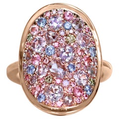 Joke Quick Pink Diamond Unheated Sapphire Pink Spinel Green Diamond Mosaic Ring