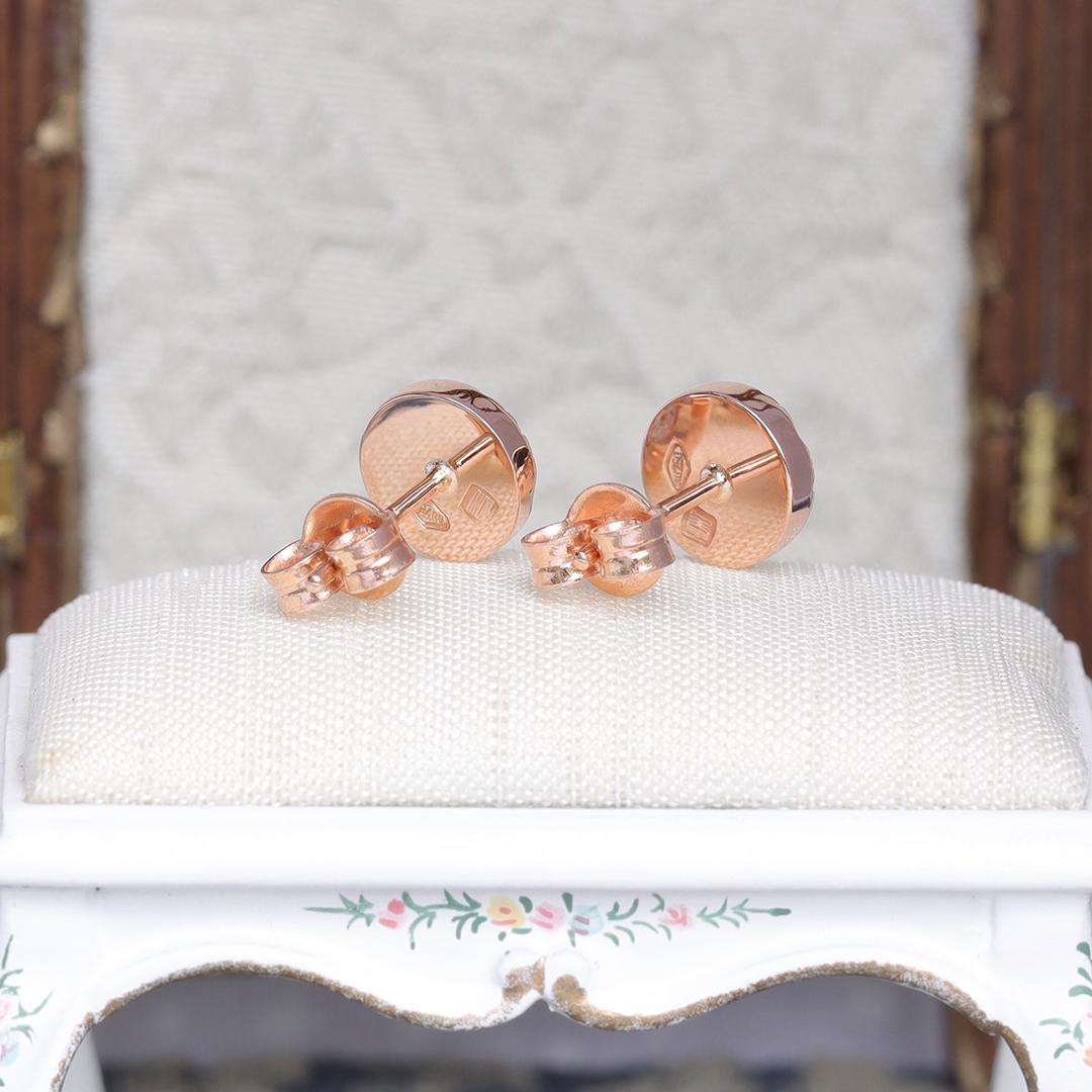 Brilliant Cut Joke Quick Rose Gold 0.70 ct. Diamond Pave Stud Earrings For Sale